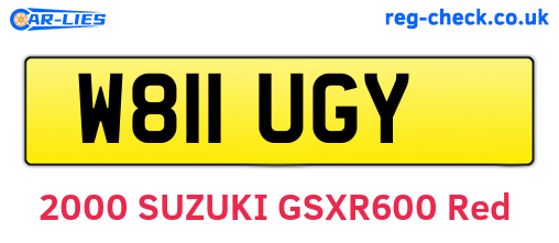 W811UGY are the vehicle registration plates.