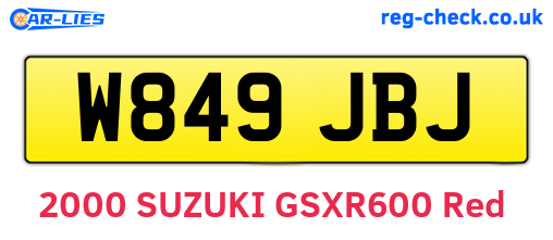 W849JBJ are the vehicle registration plates.