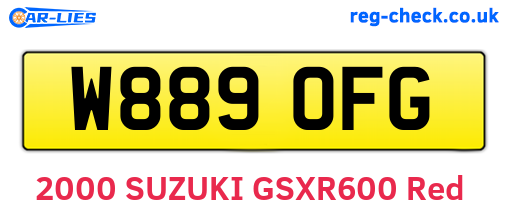 W889OFG are the vehicle registration plates.