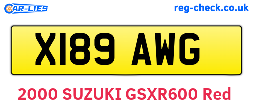 X189AWG are the vehicle registration plates.
