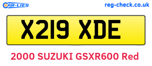 X219XDE are the vehicle registration plates.