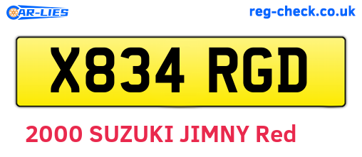 X834RGD are the vehicle registration plates.