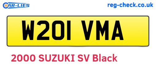 W201VMA are the vehicle registration plates.