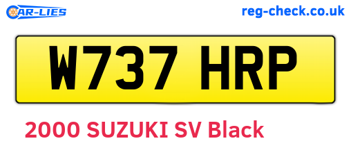 W737HRP are the vehicle registration plates.