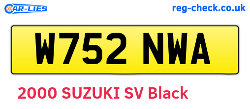 W752NWA are the vehicle registration plates.