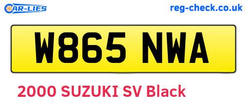 W865NWA are the vehicle registration plates.