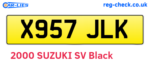 X957JLK are the vehicle registration plates.