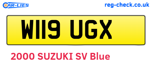W119UGX are the vehicle registration plates.