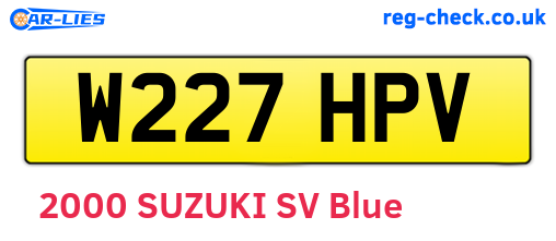 W227HPV are the vehicle registration plates.