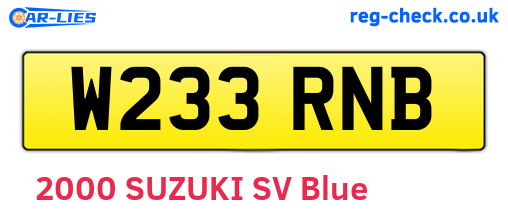 W233RNB are the vehicle registration plates.