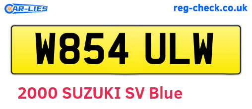 W854ULW are the vehicle registration plates.