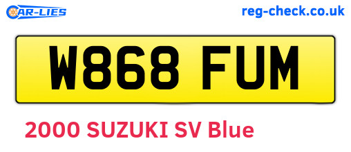 W868FUM are the vehicle registration plates.