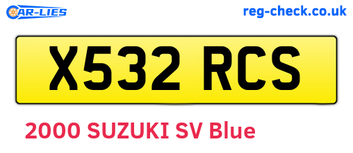 X532RCS are the vehicle registration plates.