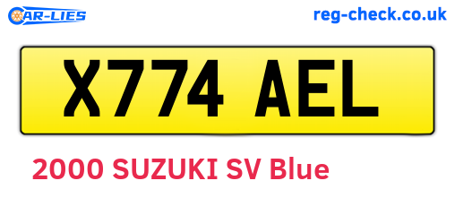 X774AEL are the vehicle registration plates.