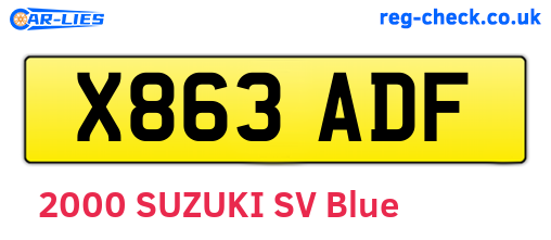 X863ADF are the vehicle registration plates.