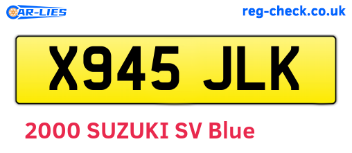 X945JLK are the vehicle registration plates.
