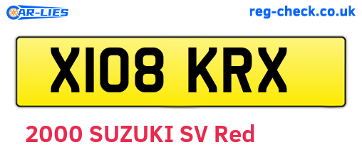 X108KRX are the vehicle registration plates.