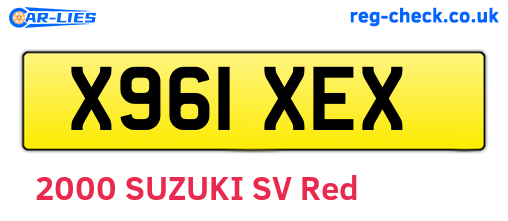 X961XEX are the vehicle registration plates.