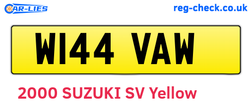 W144VAW are the vehicle registration plates.