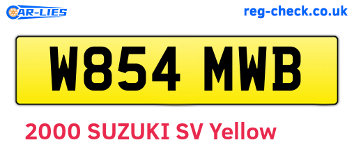 W854MWB are the vehicle registration plates.