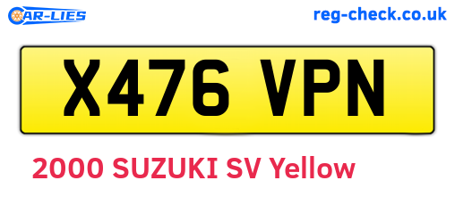 X476VPN are the vehicle registration plates.