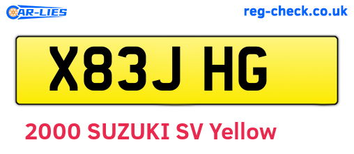 X83JHG are the vehicle registration plates.