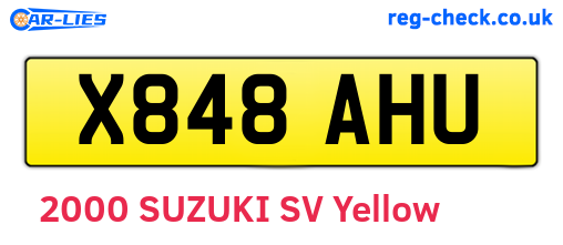 X848AHU are the vehicle registration plates.