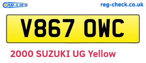 V867OWC are the vehicle registration plates.