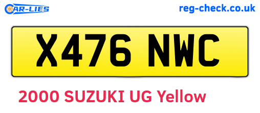 X476NWC are the vehicle registration plates.
