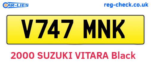 V747MNK are the vehicle registration plates.