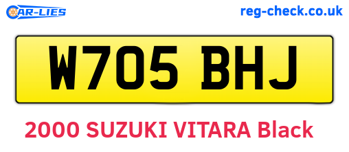 W705BHJ are the vehicle registration plates.