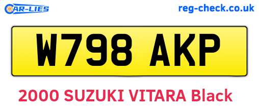 W798AKP are the vehicle registration plates.