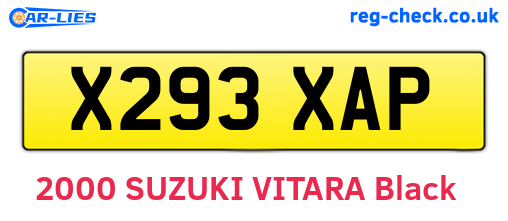 X293XAP are the vehicle registration plates.