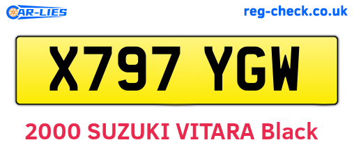 X797YGW are the vehicle registration plates.