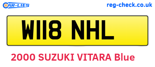 W118NHL are the vehicle registration plates.