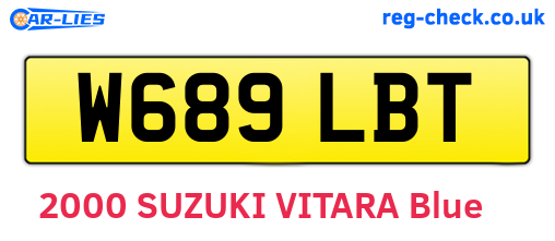 W689LBT are the vehicle registration plates.