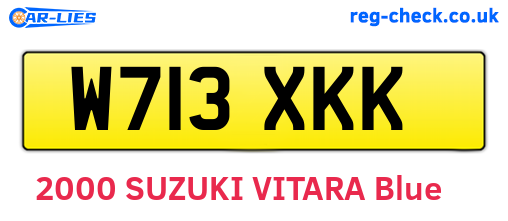 W713XKK are the vehicle registration plates.