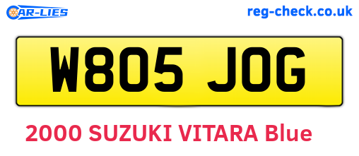 W805JOG are the vehicle registration plates.