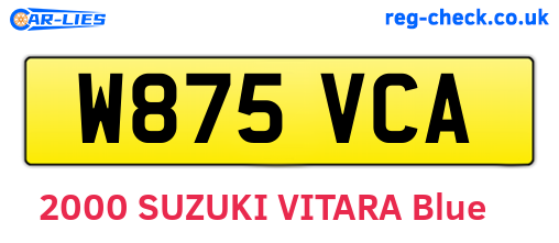 W875VCA are the vehicle registration plates.