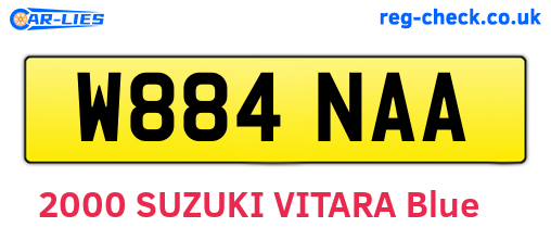 W884NAA are the vehicle registration plates.
