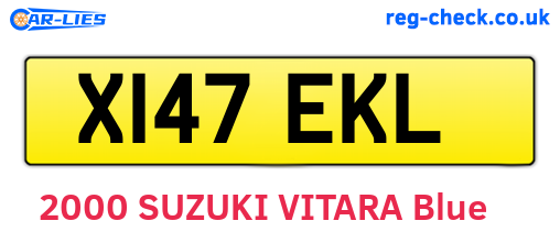 X147EKL are the vehicle registration plates.
