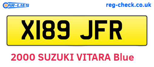 X189JFR are the vehicle registration plates.