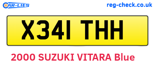 X341THH are the vehicle registration plates.
