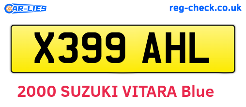 X399AHL are the vehicle registration plates.