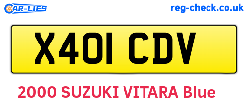 X401CDV are the vehicle registration plates.