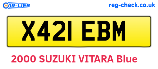 X421EBM are the vehicle registration plates.