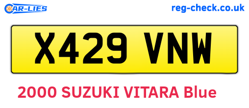 X429VNW are the vehicle registration plates.