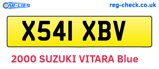 X541XBV are the vehicle registration plates.