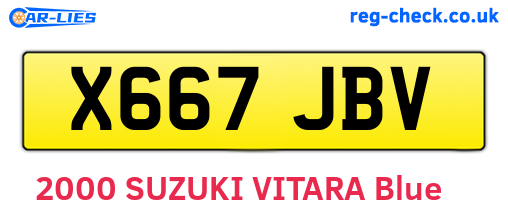 X667JBV are the vehicle registration plates.