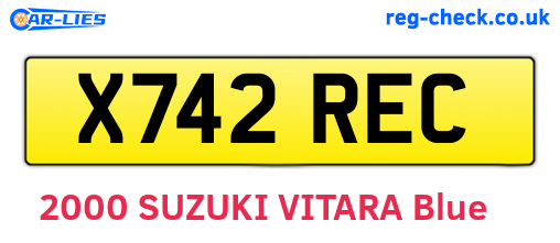 X742REC are the vehicle registration plates.